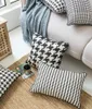 Cushion/Decorative Pillow 35x55/45x45/55x55cm Black White Houndstooth Cushion Cover Grid Cotton Throw Pillowcase Check Waist