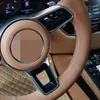 Housse de volant de voiture en cuir véritable marron, cousue à la main, pour Porsche Macan Cayenne 2015 – 2016