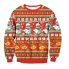 Męskie Swetry Mężczyźni Kobiety Santa Boże Narodzenie Sweter Jumper Topy 3D Funny Print Jesień Zima Xmas Odzież Pulower Wakacyjny Party Sweatshi