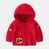 Ankomst Höst Kids Boys Tjejer Tröjor Hooded Toddler Baby Sweater Gullig Tecknad Cardigan Coat Barnkläder 210713