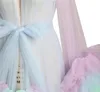 Rainbow Suknie Wieczorowe Wielowarstwowe Spódnice Ruffles Suknia macierzyńska dla Photoshoot Boudoir Rano Robo Szlafrok Szlafroki Nightwear Custom Made