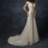 2021 Prachtige V-hals Mermaid Bruidsjurken Kant Applicaties Backless Sweep Trein Chruch Style Bridal Dress Custom Made