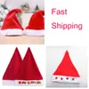 Santa Claus Hat Red Short Plush Cap Christmas Gifts Hats For Personalized Blank Sublimation Gift Festival Party Supplies