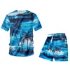 OGKB 3D Leisure Seaside Tracksuit Men 3D Print Coconut Tree Streetwear Plus Size Hoodies And Jogger Pants Sets Habiliment 201210