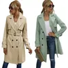 Women's Trench Coats 2021 Women Autumn Winter Thin Coat Female Loose Casual Clothing Street Wear Slim Jackets Green Clothes