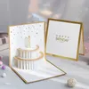 3D wyskakujące ręcznie robione karty z życzeniami z ciastem wszystkiego najlepszego z okazji urodzin