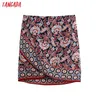 Tangada Women Floral Print Skirts Faldas Mujer Bow Tie French Style Female Mini Skirt BE114 210609
