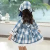 Enfants Espagnol Turquie Robe Fille Lolita Princesse Robe De Bal À Manches Longues Bébé Collège Style Robes infantile Vintage Plaid Robe Q0716