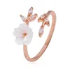 Mode Lucky Branch Flower Ring Verstelbare Maat Mooie Vorm Goud / Sliver / Rose Gold Copper Ringen voor Dames Mannen Sieraden Gift