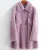 Women's Wool & Blends 2022 Sheep Shearing Overcoat Girls Long Fund Loose Lapel Haining Grain Lamb Fur Grass Coat Bery22