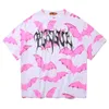 Pink Bat Graphic Tees Women Punk Shirt Gothic Thirt Tertwear Streetwear Summer Goth Slothes Eversize Tshirt Top 210311