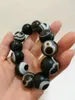 Brins de perles seulement authentique Asie noir Agate Jade 20mm/12 perles élastique bijoux Bracelet Inte22