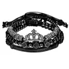 3 stks / set Luxe Sieraden Zirkoon Hip Hop Gold Crown Armbanden Damesmen Kubieke Micro Pave CZ Bedel Gevlochten Vlechten Pulseira