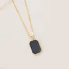 Chains 925 Sterling Silver Square Brand Letter Necklace Women's Korean Version Ins Agate Double-sided Geometric Pendant Jewelry