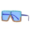 Occhiali da sole firmati glitterati stile patchwork di lusso per bambini Full Frame con strass intarsiati Grandi occhiali con lenti colorate