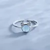 925 Sterling Silver Band Ringen Cat Kitten Flash Diamond Personality Blue Imitation Crystal Open Ring