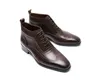 Hommes nouvelle mode en cuir véritable à lacets bottines bout pointu chaussures à talons bas mâle décontracté classique Style rétro Chelsea bottes