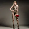 女性のセクシーな衣装シースルーインユニュースルー誘惑スーツ裸バックノースリーブベストタイプオープンファイルメッシュ中空ボディストッキングマスク