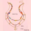 Rainbow Rice Bead Naszyjniki Kreatywny Kwiat Wielowarstwowy Czechy Naszyjnik Metal Shell Wisiorek Choker Hurtownie