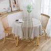 Toalhas de mesa para redonda s branco pano de pano de pano de linho com bordado panos cadeira faixas casamento 210626
