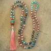 Edothalia hand geknoopte kralen kwasten ketting vrouwen, met zes ture mantra woorden Nepal hanger vrouwen sieraden