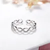 925 Sterling Silver Hollow Braided Band Ring Female Simple Design Small Fresh Glossy Cross 8 Word Jewelry Wholesale