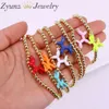 10 stks Neon kleur emaille ballon hond charme stretch stapelen gouden kralen armband vrouw gift