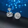 Whole Classic Total 1CT 2CT 4CT Moissanite Studs Earrings Diamond Test Passed Round Cut 18K White Gold Plated S925 Silver