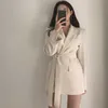 Ofis Bayanlar Blazer Dres Kemer Giyim Ile Suits Kadın Ceketler Uzun Kollu Zarif Beyaz Siyah Ceket Kadın 210930