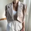 Korejpaa Giacca da donna Estate Coreano Chic Ladies Temperamento Versatile Colletto da abito Design a due bottoni Cappotto corto casual allentato 210526