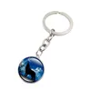 Brand New Howling Wolf Key Chain Moon Time Gem Keychain Pendant DMKr148 Mix Order Key Rings