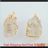 Pretty Nature Stone Pendants Amethyst Rose Quartz White Crystal Lemon Crystal Fluorite Charms Stone For Necklace Byome Gpwbo