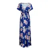 ArrivalTrendy - Robe maxi de maternité à manches courtes et imprimé floral 210528