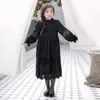 Robe de princesse en dentelle noire pour filles de 4 à 14 ans, vêtements de fête pour adolescentes de 4 à 14 ans, à la mode, G1129