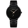 Montres pour Hommes Ultra-Mince Minimaliste Étanche-Mode Montre-Bracelet pour Hommes Robe Unisexe avec Bracelet en Acier Inoxydable-Noir Mains242w