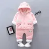 Inverno Recém-nascido Bebé Roupas Crianças Longa Manga Coat Calças 2 PCs Plus Velvet Engrossar Outfits Terno Fato Infantil para Baby Set X0902