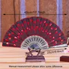 Chinees vouwfanfeest voorstander van klassieke dans elegante kleurrijke geborduurde bloem pauwpatroon pailletten vrouwelijke plastic handheld fans geschenken bruiloft tr0107