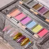 Nagelglitter färgad konstpulver glänsande icke-flytande färgglada kromspegelflakdekoration för manikyr Prud22