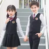 Giyim Setleri Çocuk Kore Japon Okul Üniforma Erkek Kız Beyaz Gömlek Donanma Etek Pantolon Yelek Yelek Kravat Elbise Seti Öğrenci Kıyafet Sui