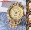 Famoso orologio da polso di design classico 40mm Luxury Fashion Crystal Diamonds Ring Dial Orologi Donna Uomo strass cinturino in acciaio al quarzo Orologio da donna all'ingrosso