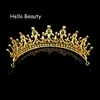 Vintage guld och röd kristall bröllop imperial medeltida tiara rhinestone pageant brud krona prom prinsessan brud hår smycken j0121