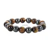 Red Black Hematite Tiger Eye Stand Bracelet Elastic Glaze Beads Bracelets for Women Men Fashion Jewelry Will and Sandy