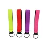 Party Favor Solid Color Neoprene Wristlet Keychains Lanyard Strap Band Split Ring Key Chain Holder Key Hand Wrist Keychain For Girls/Women fy2612