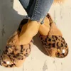 Mulheres inverno chinelo liso sexy leopardo home chinelos senhoras sapatos interior sapatos de pele quente deslizamento em slides feminino pelúcia mais tamanho dfv45 y0731
