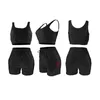 Black Tracksuit Casual Solid Sportswear Yoga Two Piece Sets Women 2021 Crop Top+Drawstring Shorts Matching Set Summer Outfits Y0702