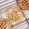 100pcs Round Bamboo Soap Dish Environmentally Friendly Natural Handmade Box Mini Bathroom Holder 8.2*1.3cm