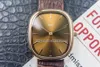 Hochwertige Uhren Golden Ellipse Edelstahl Miyota 9015 Autoamtic Herrenuhr 3738 100G-012 Saphirbraunes Zifferblatt Leder Str3194