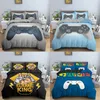 Gamepad Queen Size Bedding Set Modern Gamer Duvet Cover med örngott Kids Boys Girls Present sängkläder för sovrumsinredning 210615