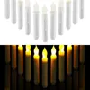 LED 12 PCS FLAMELESS TAPER CANDLES 배터리 운영 가짜 테이퍼 양초가 깜박이는 창 캔들 라이트 H09092045