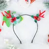 ヘアアクセサリー赤いantlerヘッドバンドフェザーベルベリークリスマスの日子供カード発行